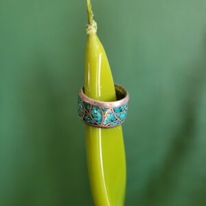 Amazing Vintage Native American Navajo Blue Turquoise Sterling Silver Ring 6.25